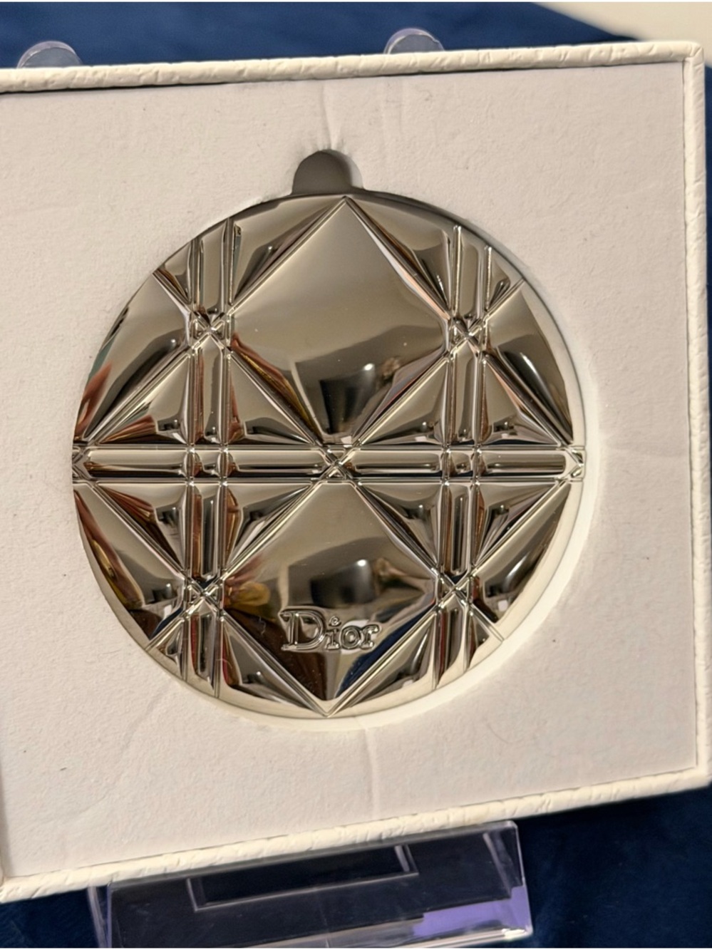 NIB Quilted Metallic Compact - Silver Mirror Finish GWP